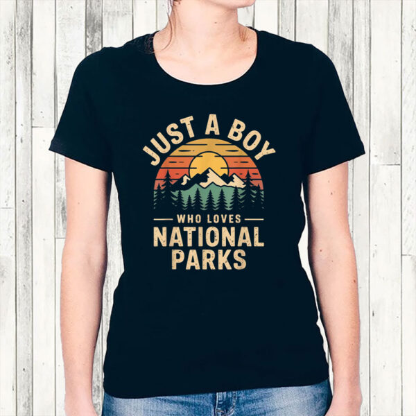Just A Boy Who Loves National Parks Retro Nature Vintage T-Shirt